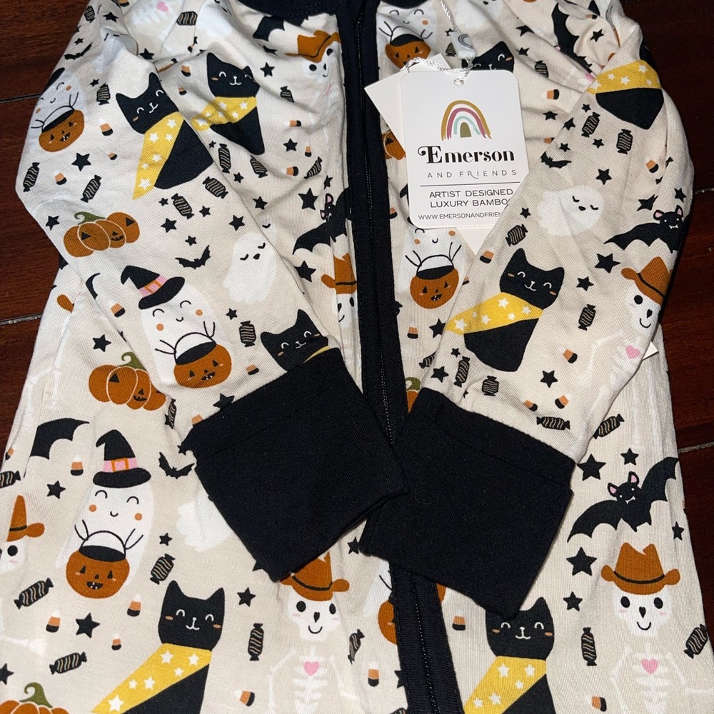 Emerson and Friends Halloween Kids Bamboo Pajamas - Black and White